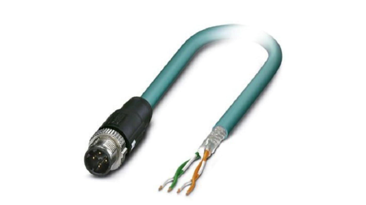Cavo Ethernet Cat5 schermato Phoenix Contact 1407359, 10m Blu IP67 100 Mbps M12 - Ideale per applicazioni professionali.