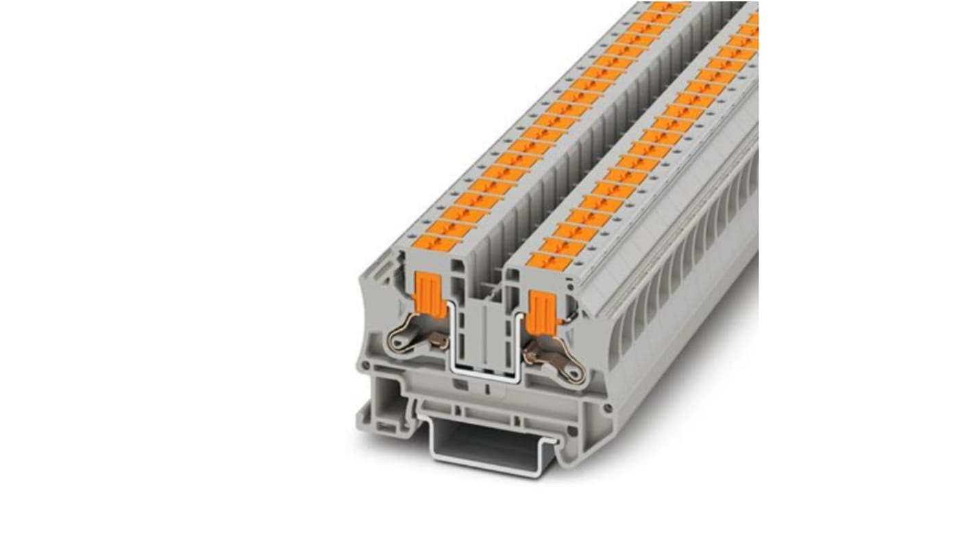 Morsettiera passante Phoenix Contact 1116734 per guida DIN, 1000V, 41A, 6mm², innesto, montaggio NS 35/7,5 o 35/15, colore grigio.