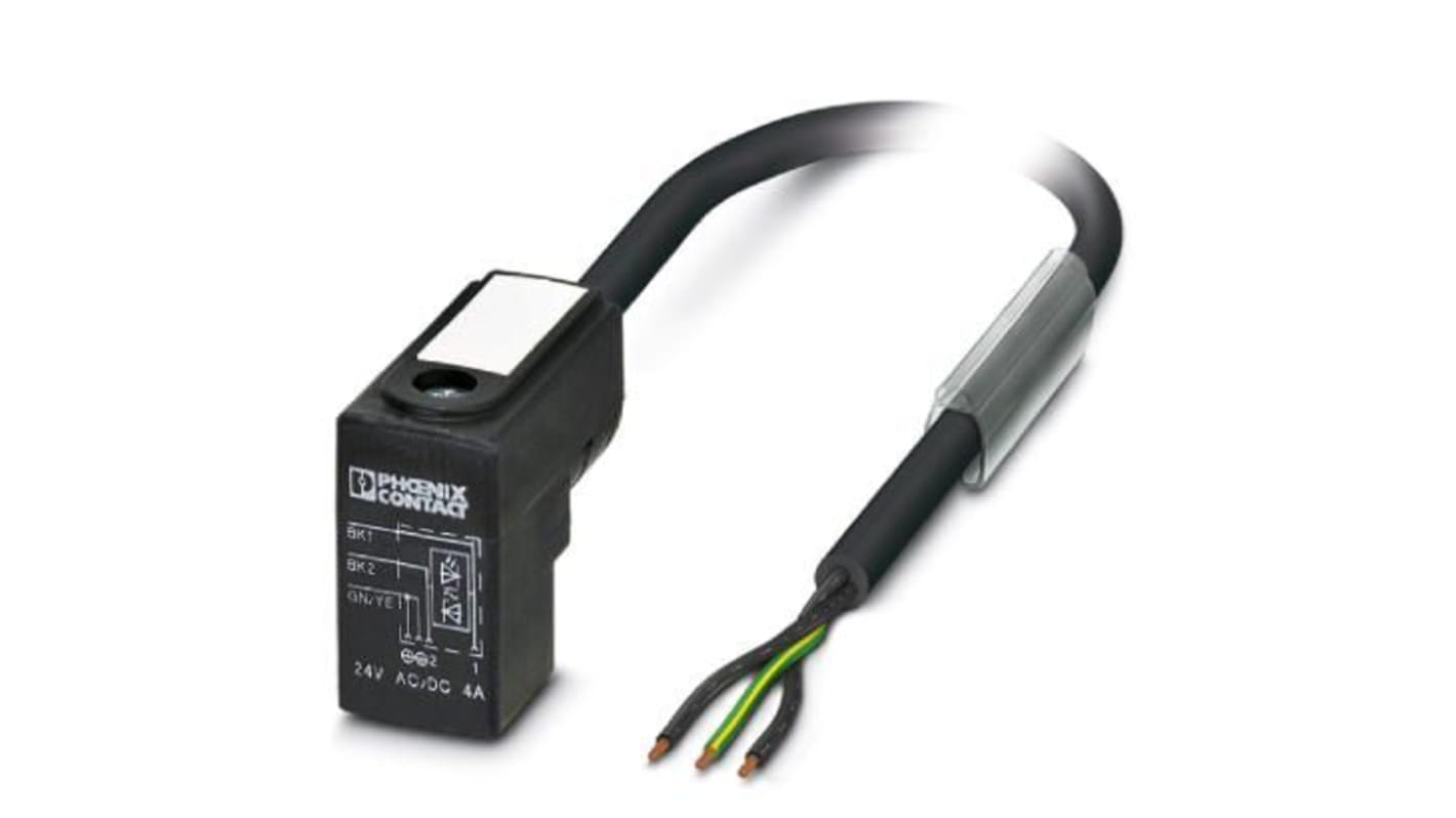 Cavo sensore/attuatore Phoenix Contact 1439528, 3 cond. DIN 43650 forma C, L. 5m, connettore valvola C da 8 mm, LED, diodo Z. Aumenta la disponibilità della macchina.