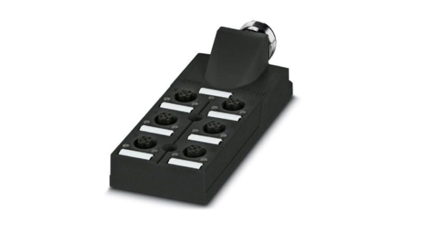 Phoenix Contact 1692705, scatola sensore M12 a 6 porte, grado di protezione IP65/IP67, montaggio su guida DIN.