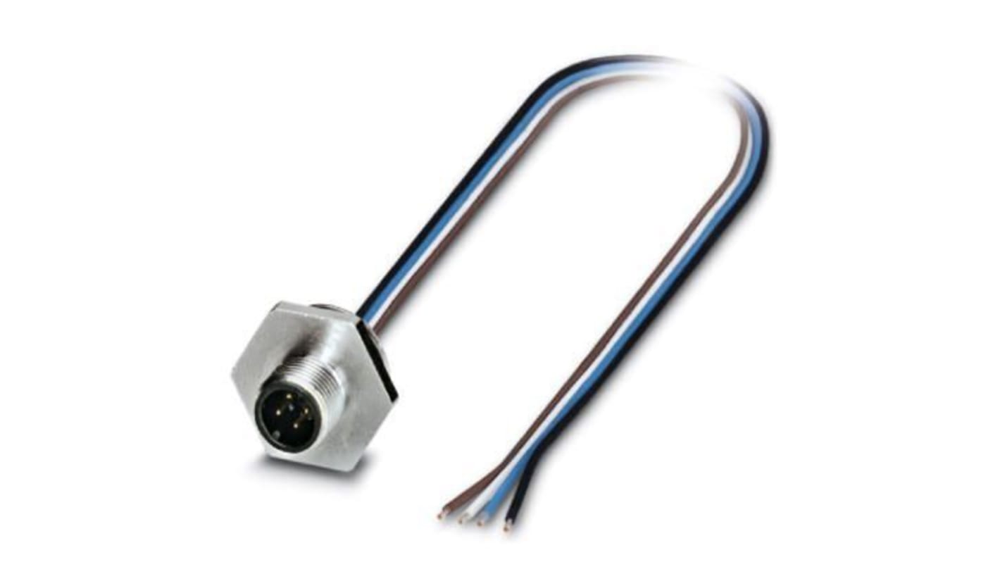 Cavo sensore/attuatore Phoenix Contact 4 cond. M12 Maschio, L. 500mm - Cod. 1408451. Connettore M12 filo Litz TPE, schermatura EMC, montaggio a vite.