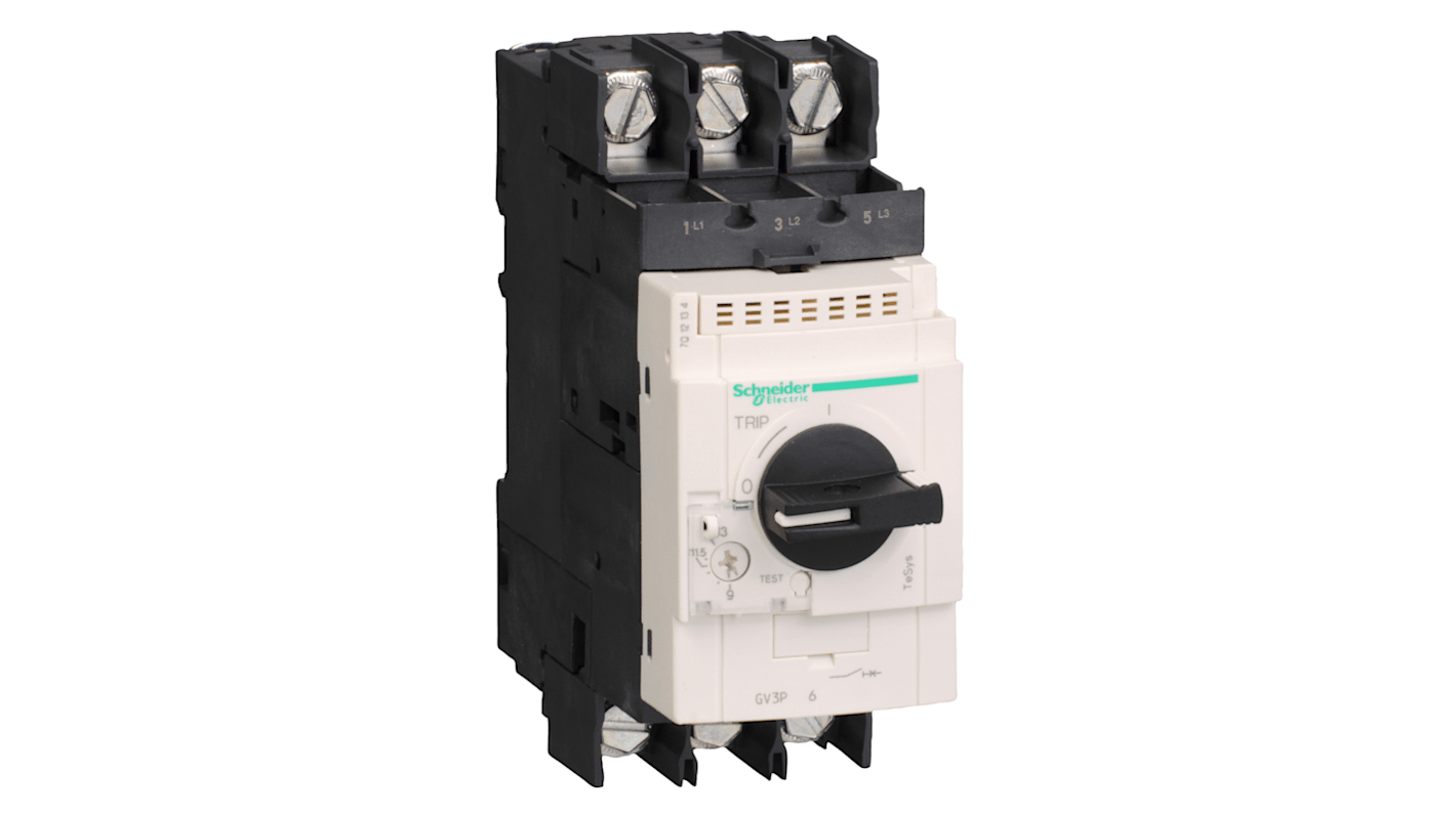 Interruttore automatico Schneider Electric GV3P656, 3 poli, 65A, 690V, protezione motore, tecnologia termomagnetica.