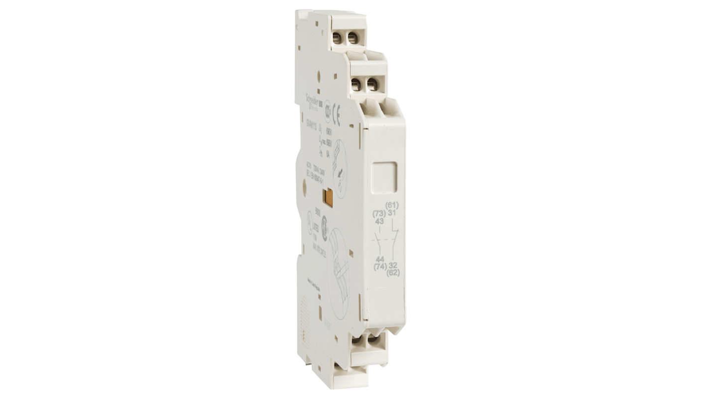 Blocco di contatti ausiliari Schneider Electric GVAN203, 2 contatti di commutazione, montaggio frontale, corrente nominale 2,5 A.