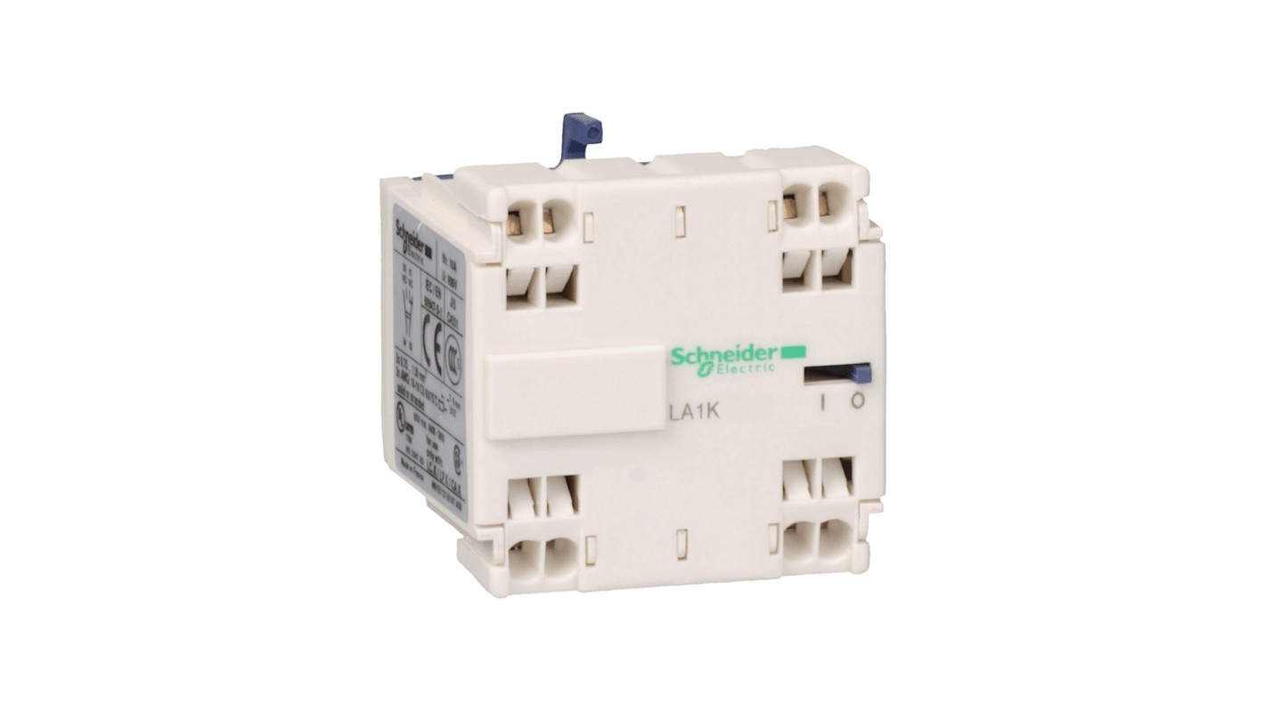 Blocco di contatti ausiliari Schneider Electric LA1KN023, 2 contatti NC, montaggio frontale, corrente 10A, morsetti a molla.