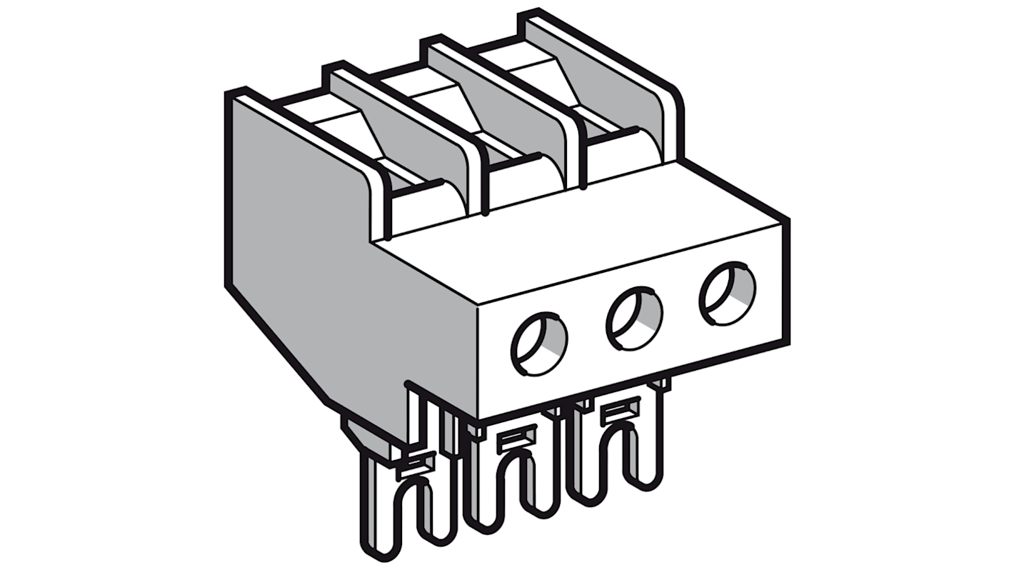 Morsettiera Schneider Electric LAD92560 per montaggio separato di LR2D1 e LR3D1, con morsetti a vite, conforme RoHS.