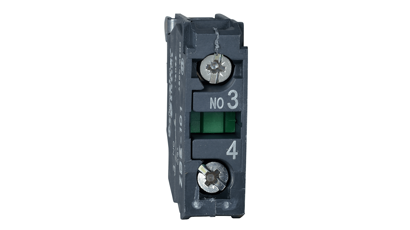 Blocco contatti Schneider Electric ZBE101TQ, 1 contatto NA, montaggio a morsetti, grado di protezione IP20.