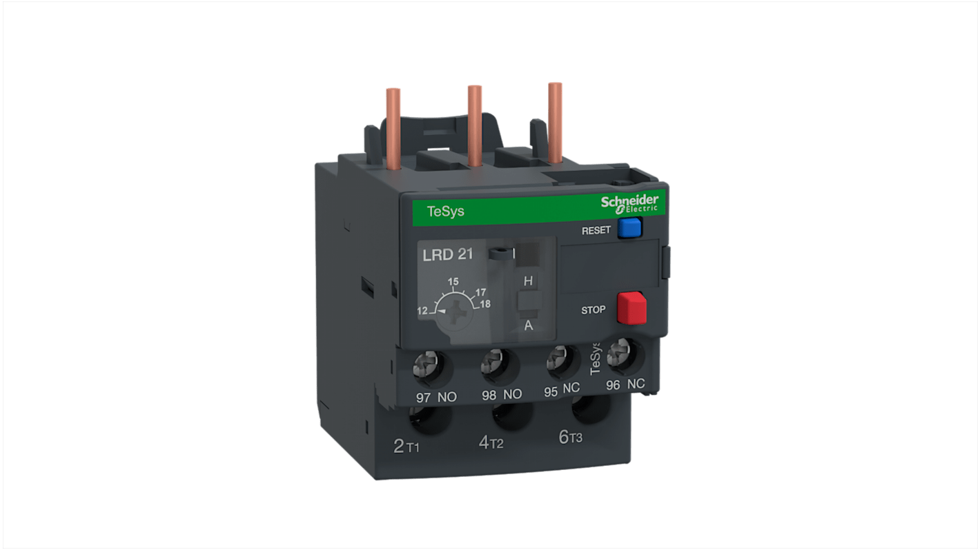 Relè di sovraccarico termico Schneider Electric LRD21L, 1 NA + 1 NC, carico FLC 12 a 18 A, progettato per contattori TeSys D.