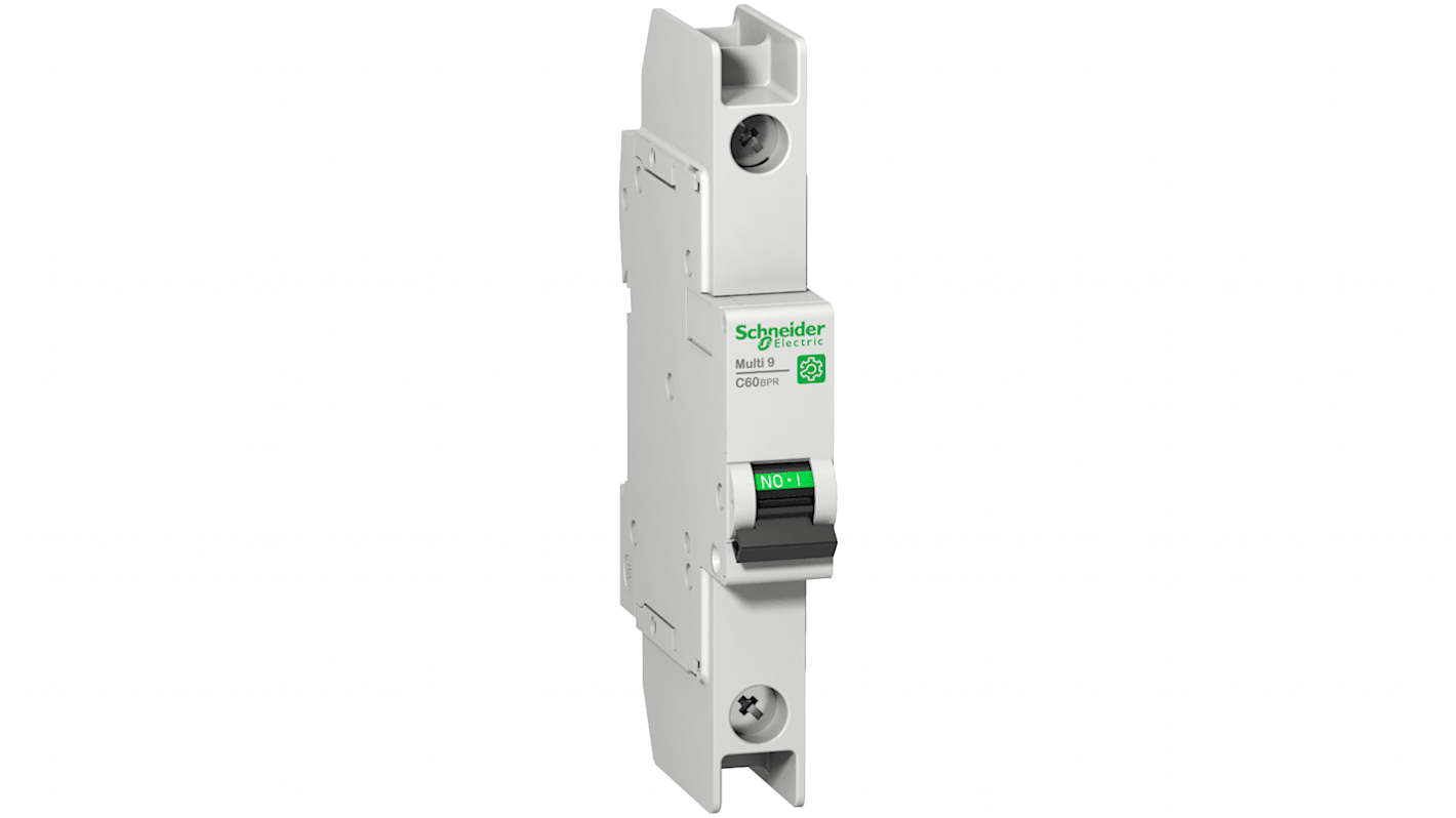Interruttore automatico MCB Tipo C Schneider Electric, 1 polo, 1A, 277V, montaggio su guida DIN, colore grigio.