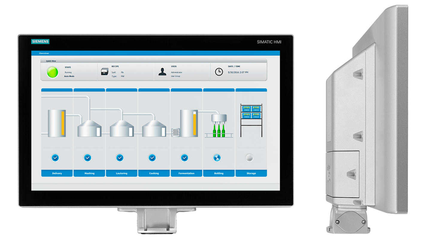 Pannello HMI Siemens 6AV21240UC241AX0, 15,6" TFT, risoluzione 1366x768, interfaccia PROFINET, progettato per ambienti estremi.