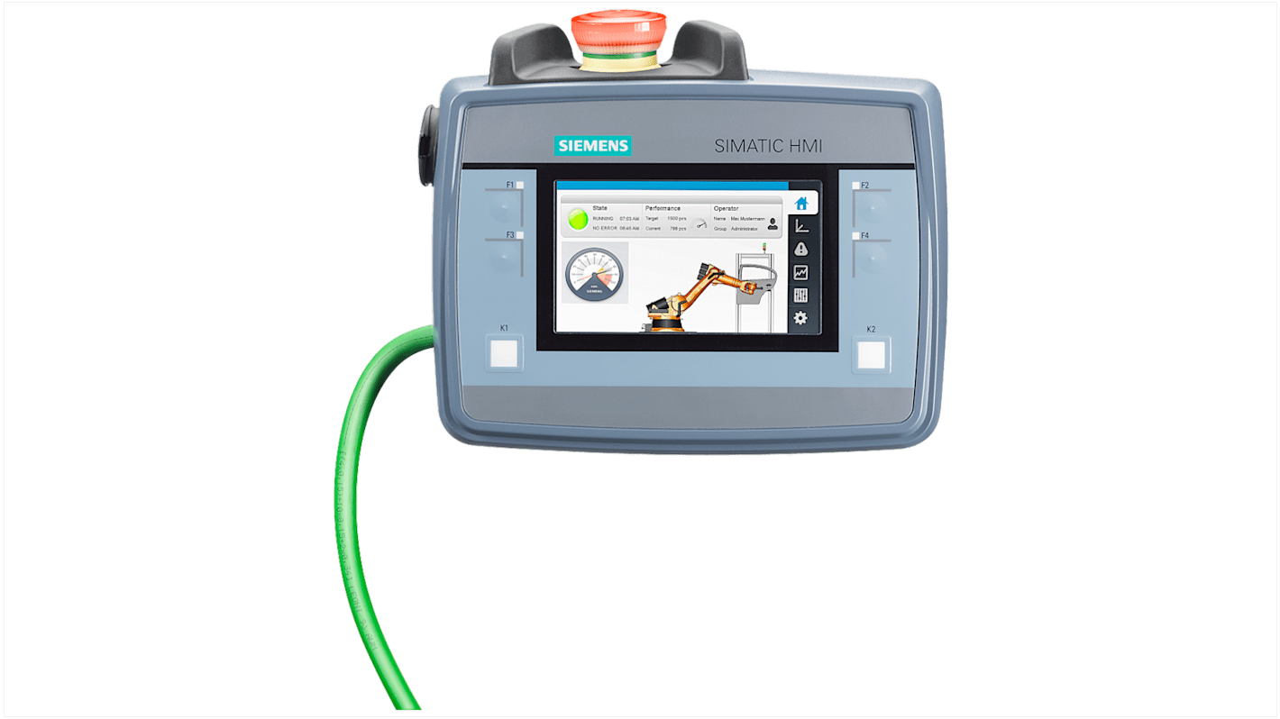 Pannello HMI Siemens 6AV21252DB230AX0 KTP400F Mobile, display TFT 4,3" 480x272, interfaccia PROFINET, configurabile con WinCC.