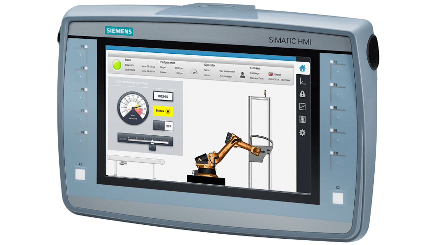 Pannello HMI Siemens 6AV21252JB030AX0 KTP900 Mobile, display TFT 9", risoluzione 800 x 480, interfaccia PROFINET.