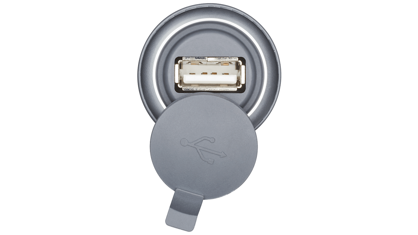 Siemens 6AV76741MF000AA0, interfaccia USB per HMI, montaggio frontale, cavo precablato, IP65, alluminio argento.
