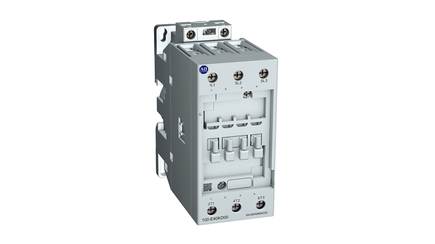 Contattore Direct on Line Rockwell Automation 100-E65KD00, 3 poli, 65 A, tensione bobina 100-250 V, con soppressione sovratensioni.