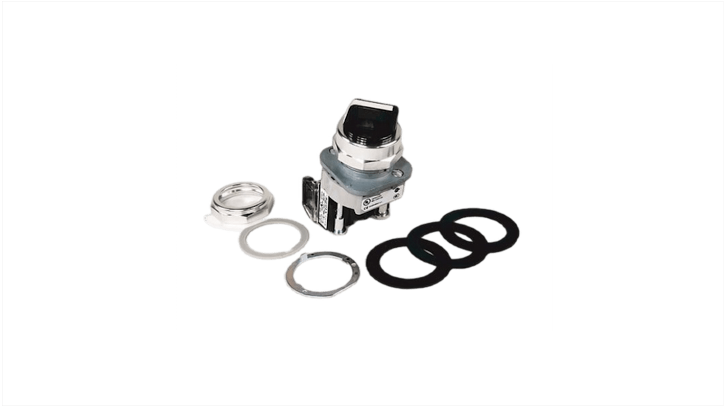 Selettore Rockwell Automation 800TC-H2D1, interruttore a manopola 2 posizioni, diametro foro 30 mm, con protezioni di sicurezza.