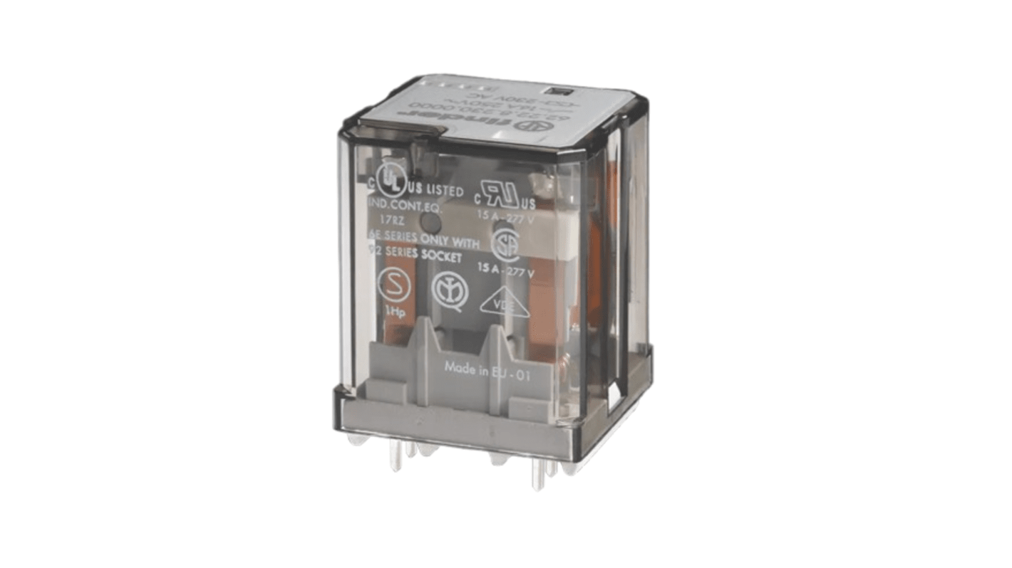 Finder 622282300000, relè di potenza per circuito stampato, bobina 230V, corrente 16A, 2 poli, isolamento conforme a EN 60335-1.