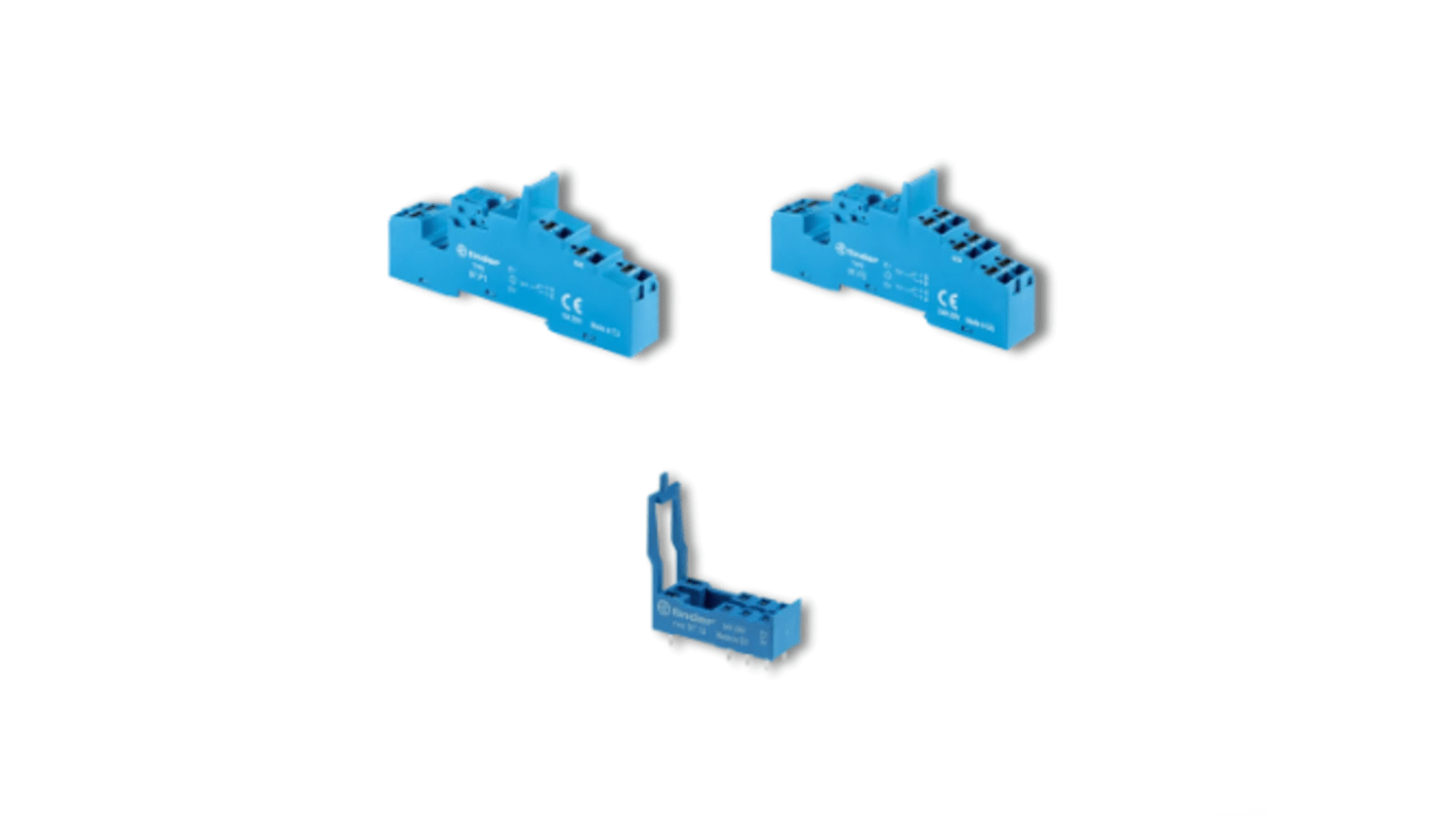 Finder 9752SPA, zoccolo per relè 46.52, montaggio su circuito stampato o guida 35 mm, tensione 250V, morsetti senza viti.