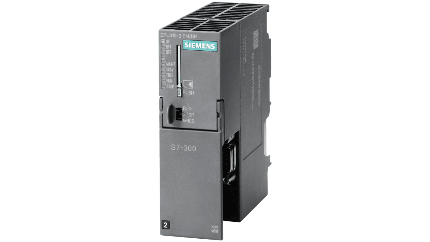 CPU PLC Siemens 6AG1315-2FJ14-2AB0, montaggio frontale, alimentazione 28,8 V, interfaccia RS485, rete Profibus DP.