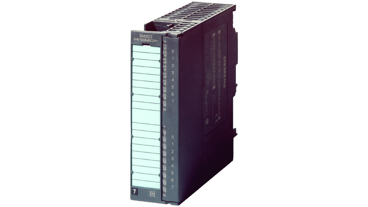 Modulo I/O digitale Siemens 6AG1323-1BH01-2AA0, 8 ingressi e 8 uscite, collegamento a morsetto, dimensioni 160 x 150 x 50 mm.