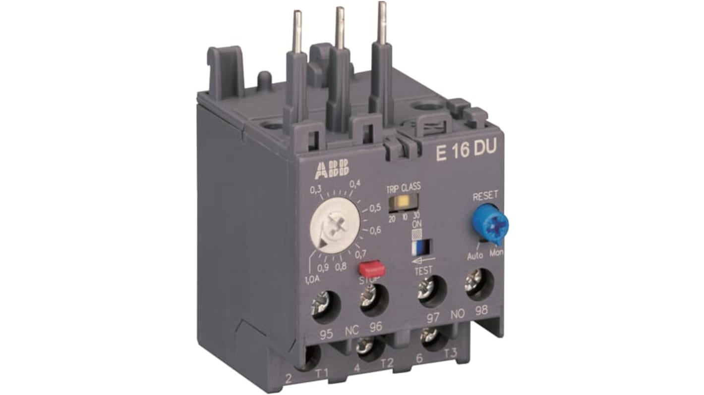 Relè di sovraccarico elettronico ABB 1SAX111001R1101, autoalimentato, protezione motori, reset selezionabile, configurazione 3 poli.