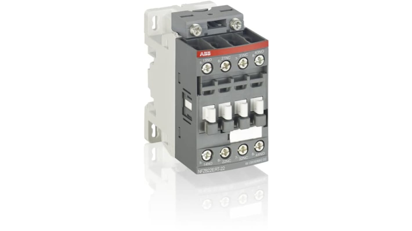 Relè contattore ABB 1SBH136060R2340, 4 contatti normalmente aperti, corrente 4 A, tensione 100-250 V, protezione IP20.