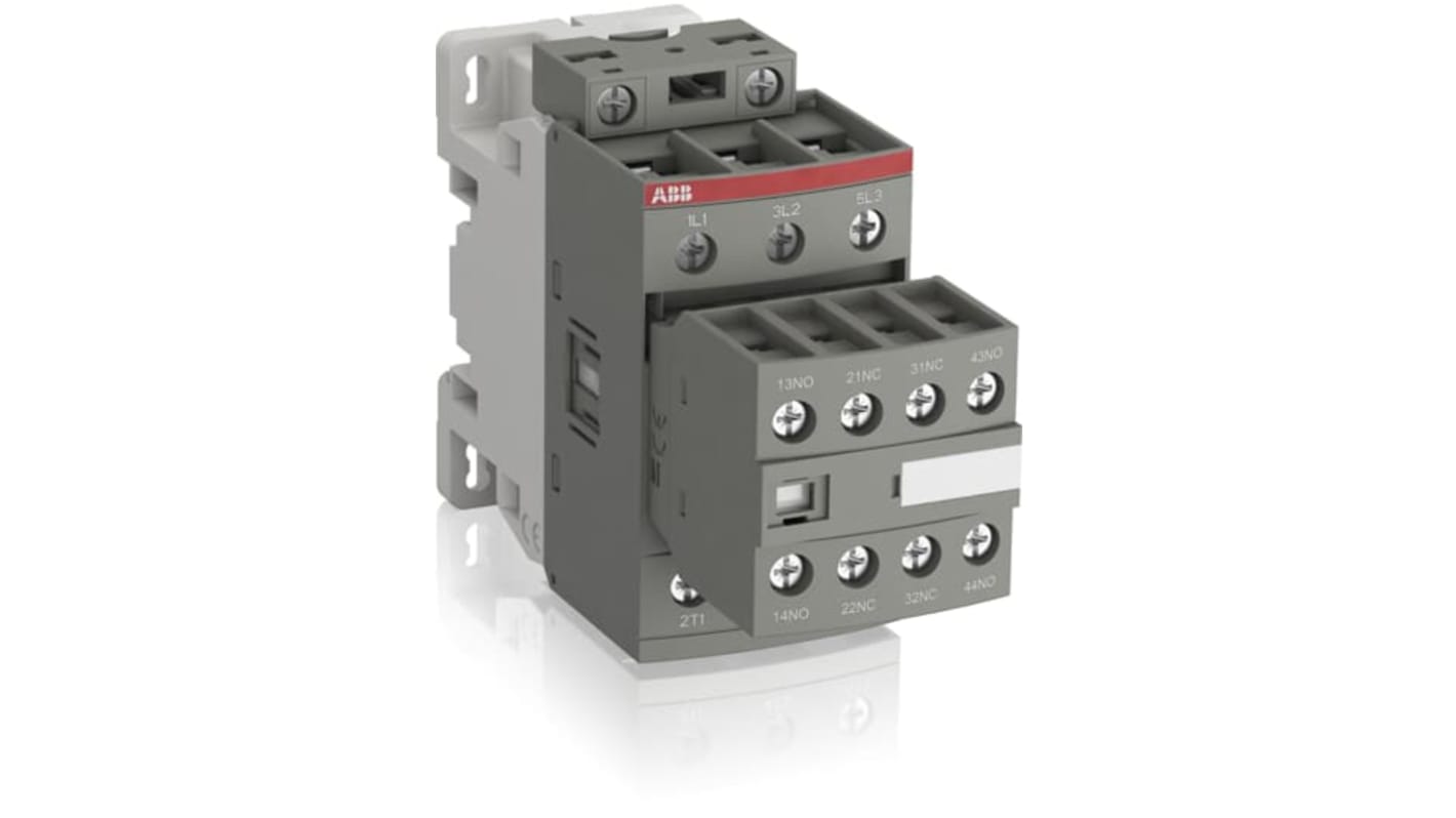 Contattore ABB 1SBL276001R2322 per controllo motori, 3 poli, 4 A, 18,5 kW, tensione 100-250 V c.a., morsetti a vite.