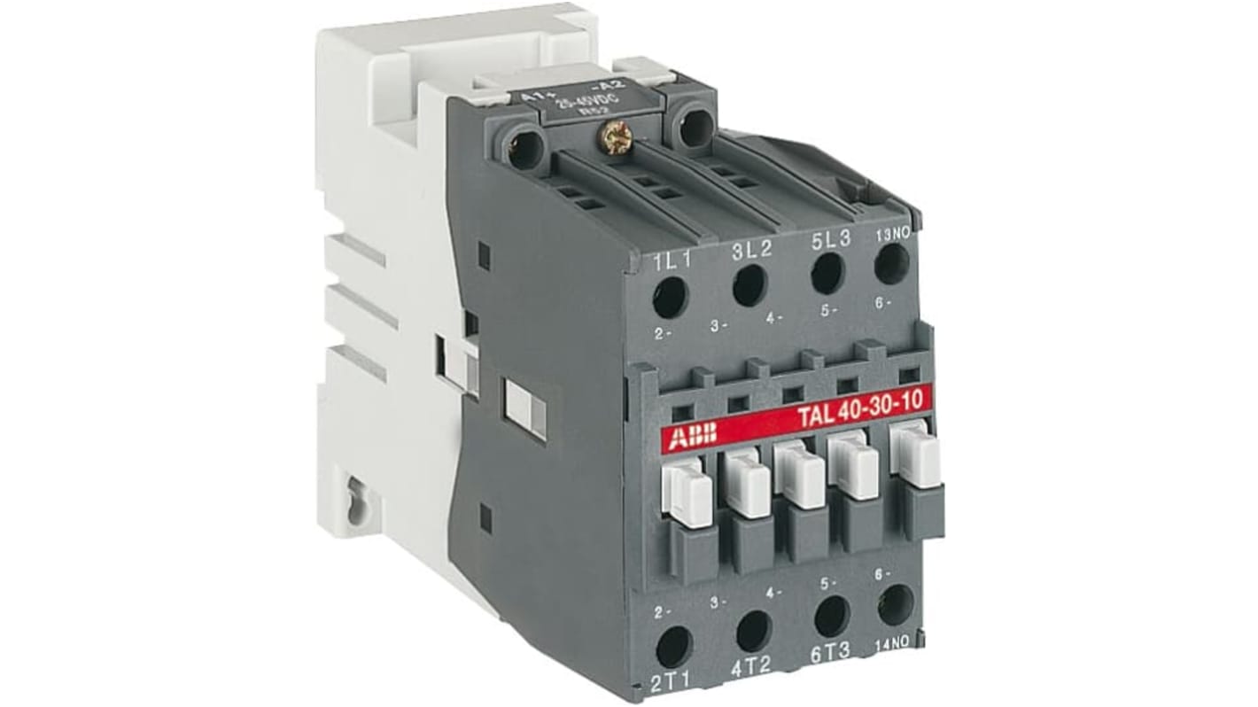 Contattore di installazione ABB 1SBL323061R5110, 3 poli, 4 A, tensione bobina 17-32 V, con 1 contatto ausiliario e morsetti a vite.