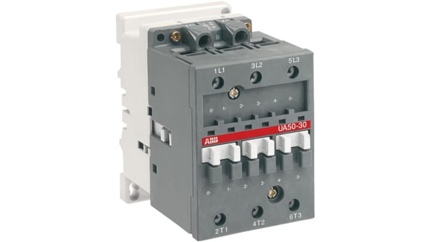 Contattore ABB 1SBL351022R3600, 3 poli, 3 contatti normalmente aperti, bobina 190 V, design compatto con protezione sovratensioni.