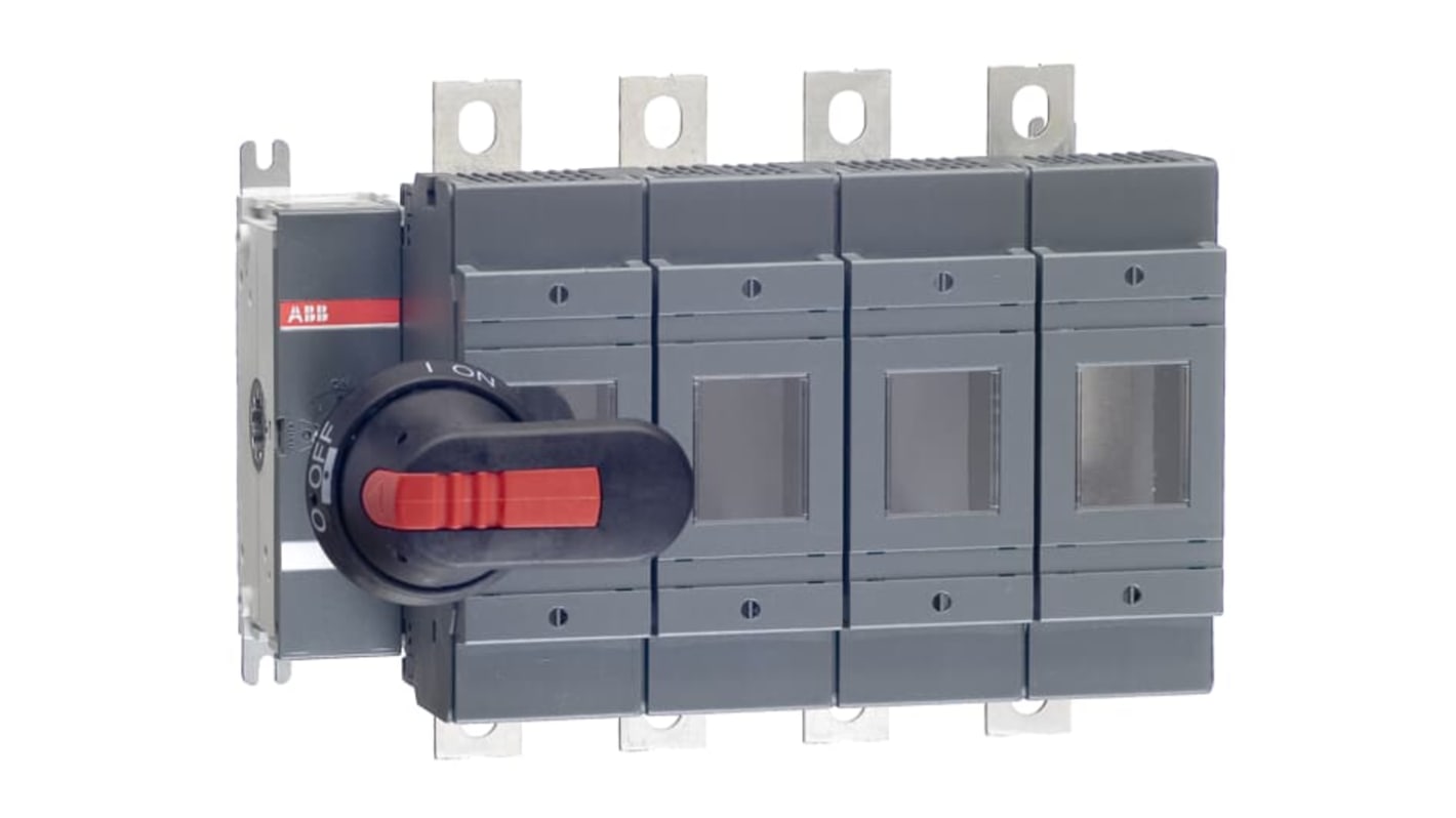 ABB Sezionatore portafusibili integrato, 4 poli, 250A, con impugnatura bloccabile e protezione IP65.