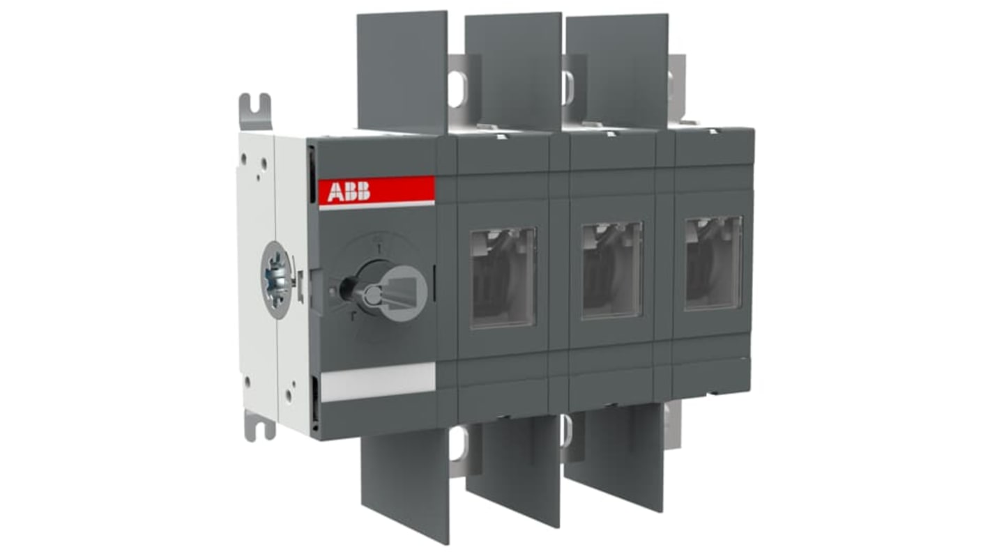 ABB Sezionatore portafusibili integrato 3 poli, 400A, IP65, con impugnatura bloccabile e predisposizione per cavi.