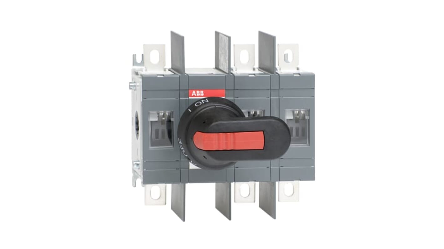 Sezionatore interruttore integrato ABB 1SCA022752R2010, 200A, 3 poli, grado di protezione IP65, con impugnatura bloccabile.