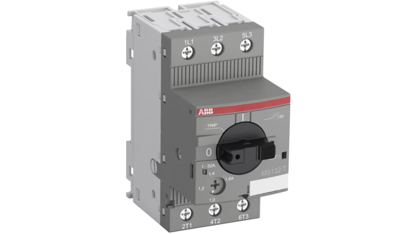 Interruttore automatico del motore ABB 1SAM340000R1002, 690 V, 250 mA, protezione IP20, larghezza 45 mm, cortocircuito a 20x.