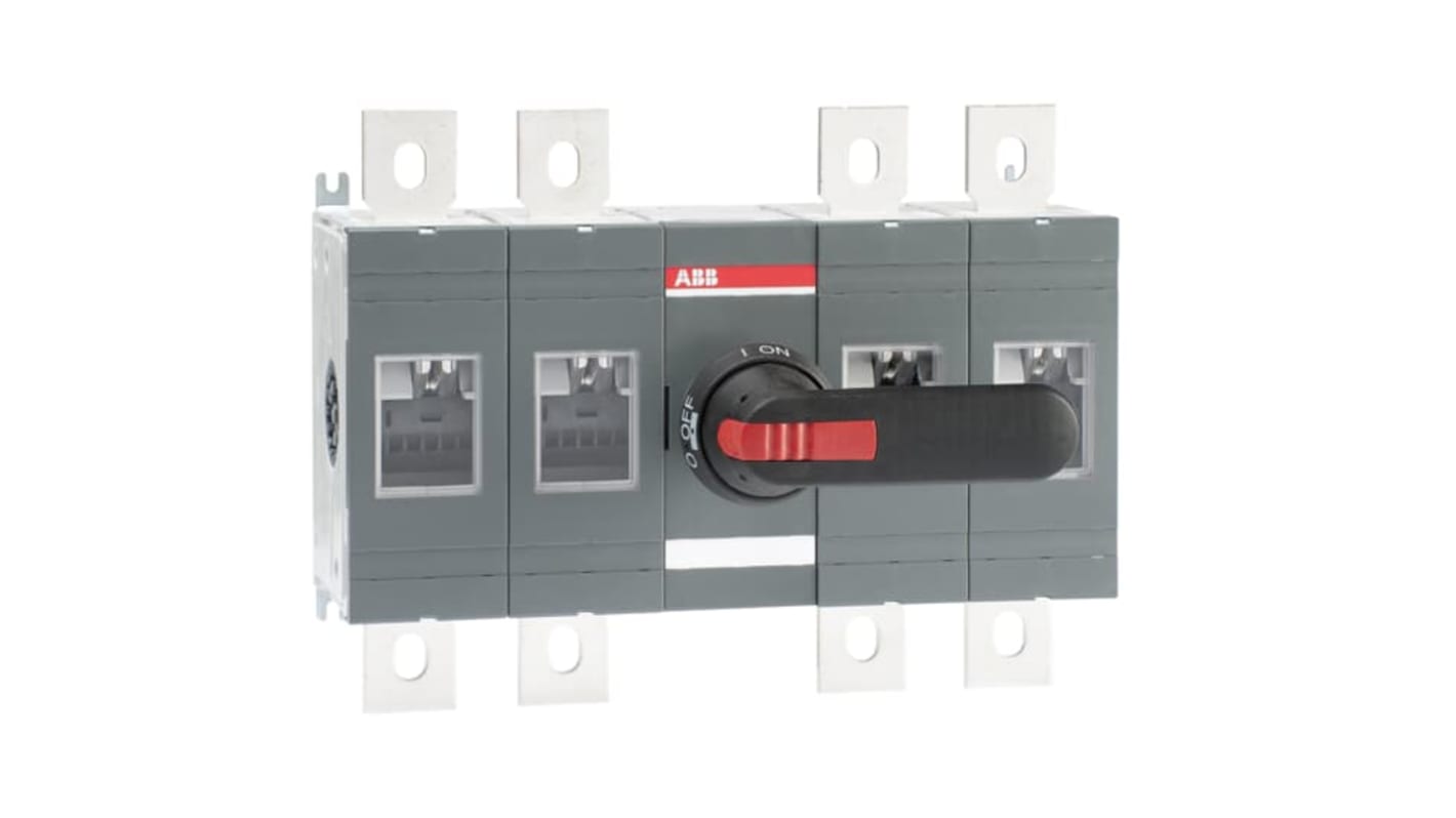 Sezionatore interruttore integrato ABB, 4 poli, corrente massima 800A, grado di protezione IP65, montaggio su base.