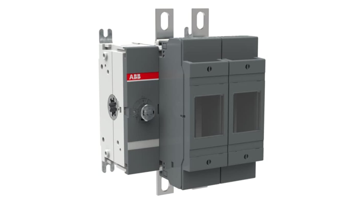 Sezionatore portafusibili ABB 1SCA022759R9220, 2 poli, 200A, montaggio su base, azionamento anteriore, fusibile NH0.