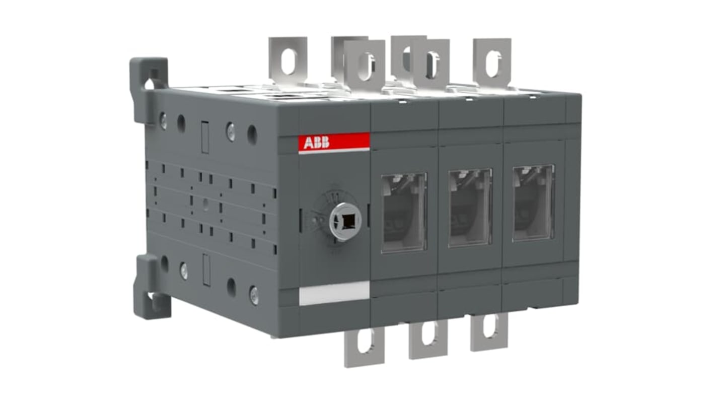 Sezionatore portafusibili integrato ABB, 3 poli, 200A, montaggio su base, dimensioni 150 x 170 x 160 mm, grado di protezione IP20.