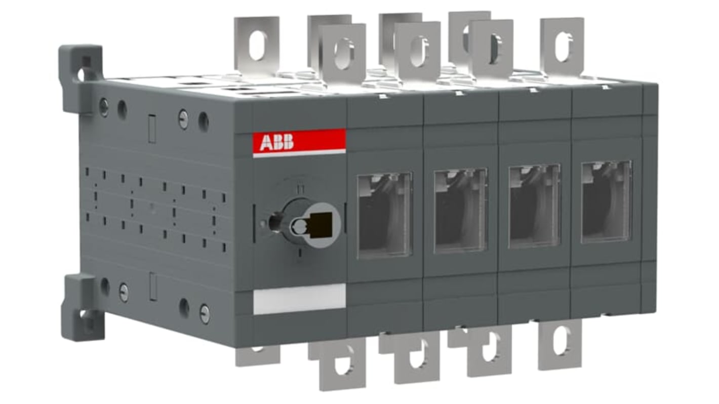 Sezionatore ABB 1SCA022775R1030 con interruttore integrato, 4 poli, corrente massima 315A, montaggio su base, dimensioni 185 x 265 x 203 mm.