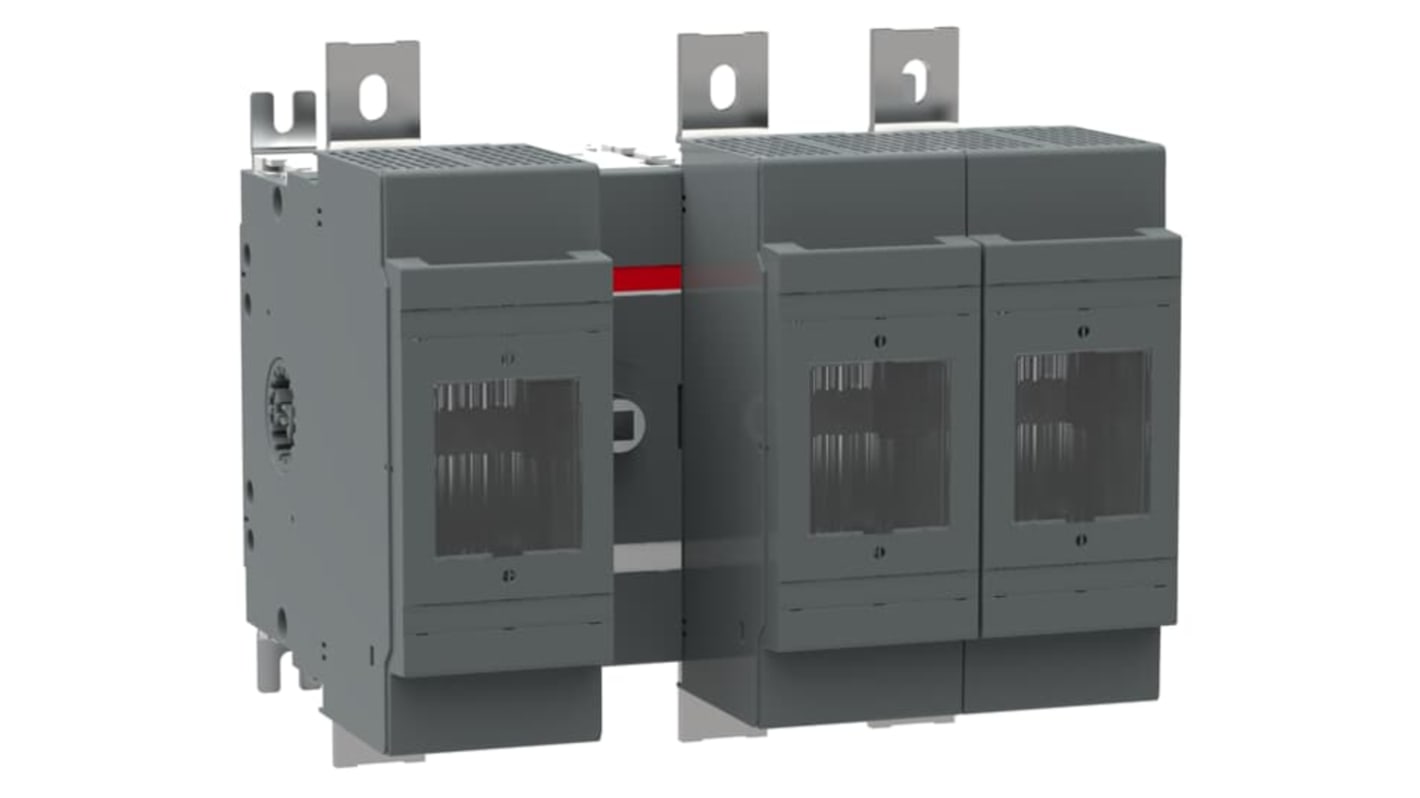 Sezionatore portafusibili ABB NH3, 3 poli, 630A, montaggio su base, potenza di perdita 60W per polo.