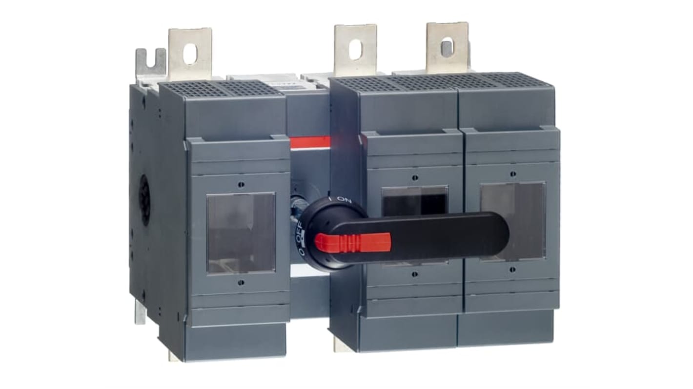 Sezionatore portafusibili ABB NH3 OS, 800A, 3 poli, montaggio su base, perdita di potenza 65 W per polo.