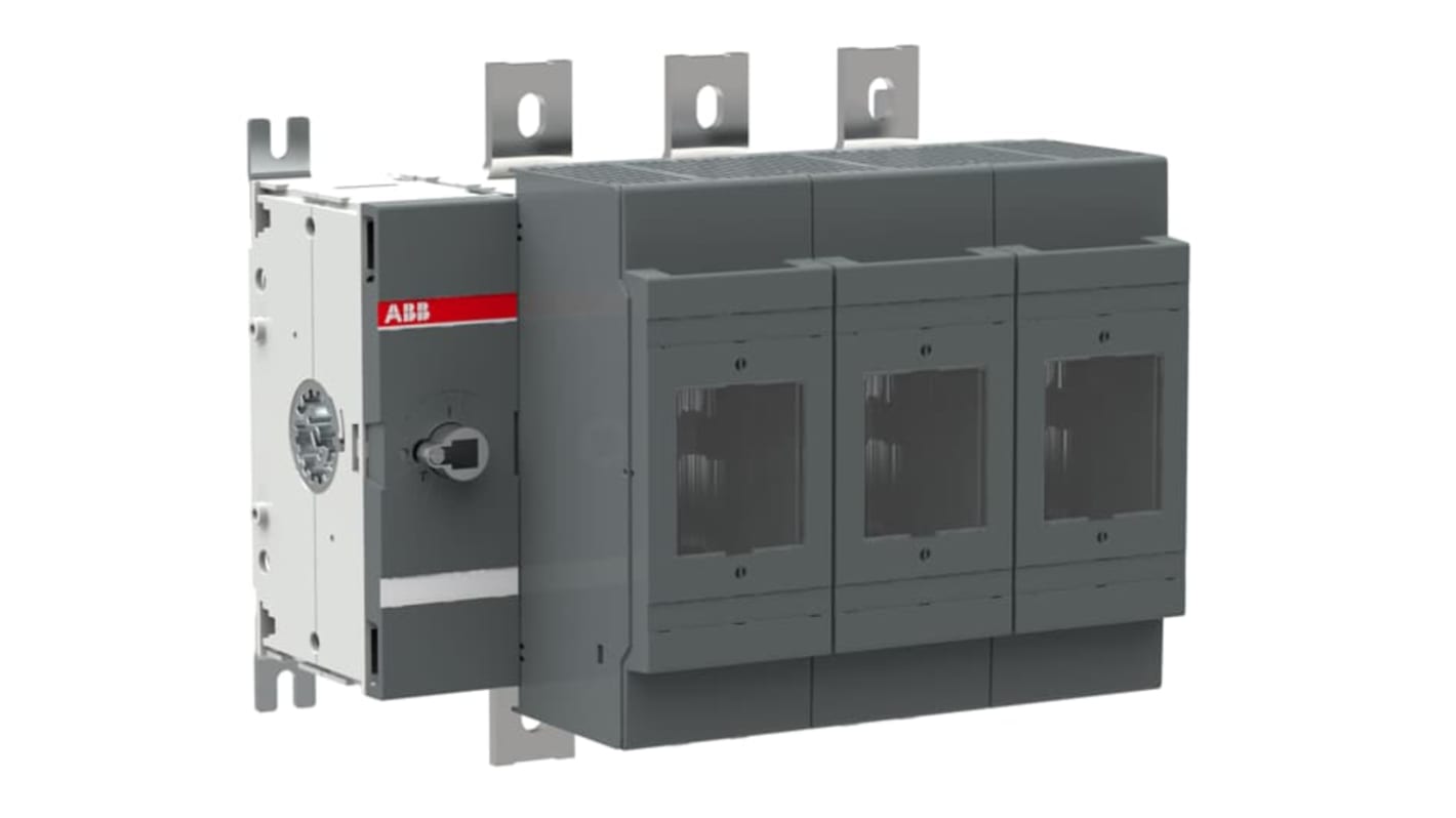 Sezionatore portafusibili ABB 3 poli, corrente massima 630A, montaggio su base, codice 1SCA022825R5770.