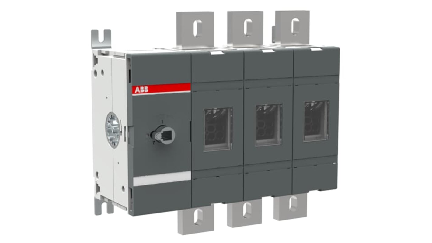 Sezionatore interruttore integrato ABB, 3 poli, corrente massima 1000A, montaggio su base, serie 1SCA02. Codice 1SCA022860R5850.