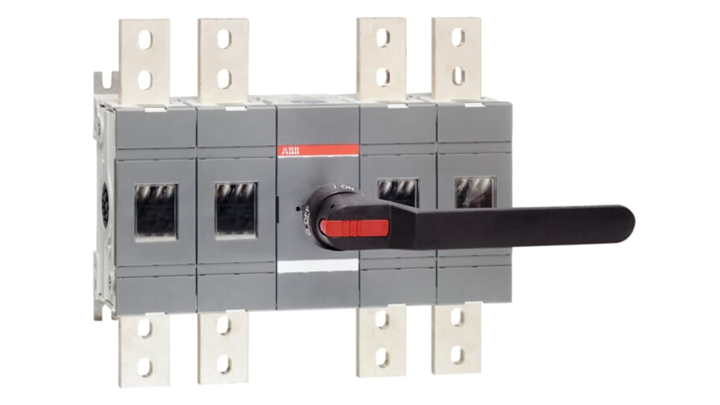 Sezionatore interruttore integrato ABB, 4 poli, corrente massima 1600A, grado di protezione IP65, montaggio su base.