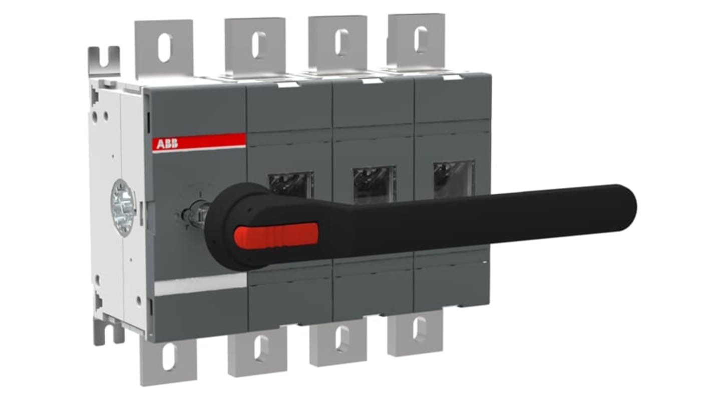 Sezionatore ABB 1SCA100761R1001, 4 poli, 1000A, azionamento anteriore, base montata, tipo manuale.