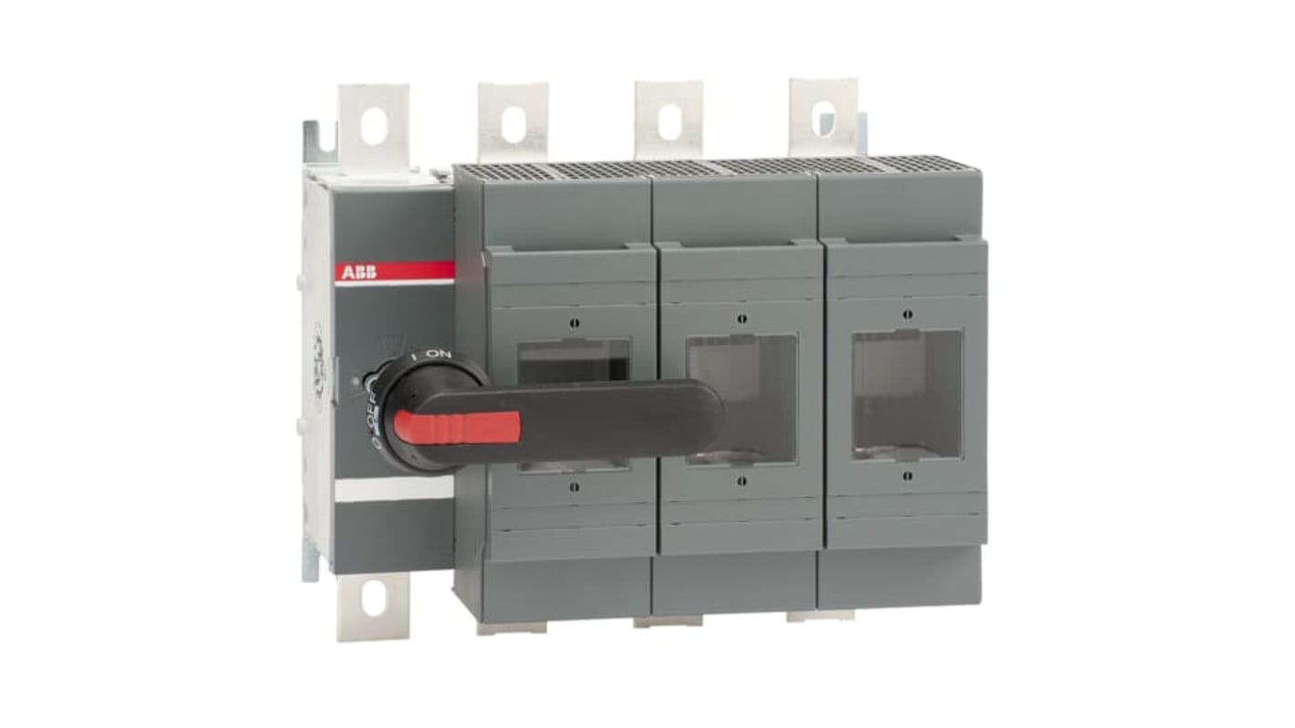 Sezionatore portafusibili ABB NH3, 4 poli, 630A, montaggio su base, fusibile integrato, codice 1SCA100858R1001.