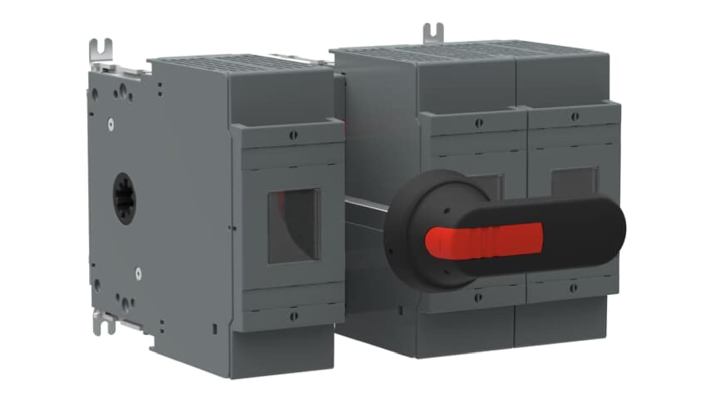 Sezionatore portafusibili ABB 1SCA102280R1001, 3 poli, corrente massima 400A, montaggio su base, fusibili NH0, NH1, NH2.
