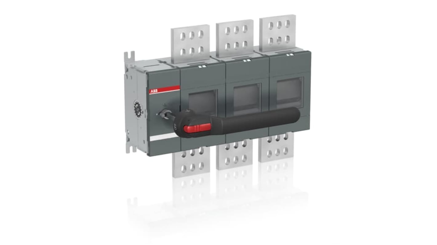 Sezionatore interruttore ABB 3 poli, corrente massima 2500A, grado di protezione IP65, montaggio su base.