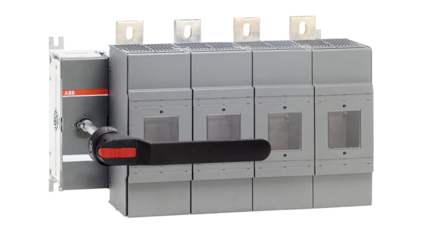 Sezionatore portafusibili integrato ABB, 4 poli, corrente massima 1250A, montaggio su base, codice 1SCA105469R1001.