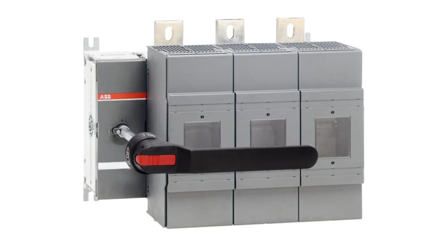 Sezionatore portafusibili ABB, 3 poli, 1250A, montaggio su base, fusibile NH4, serie 1SCA10.