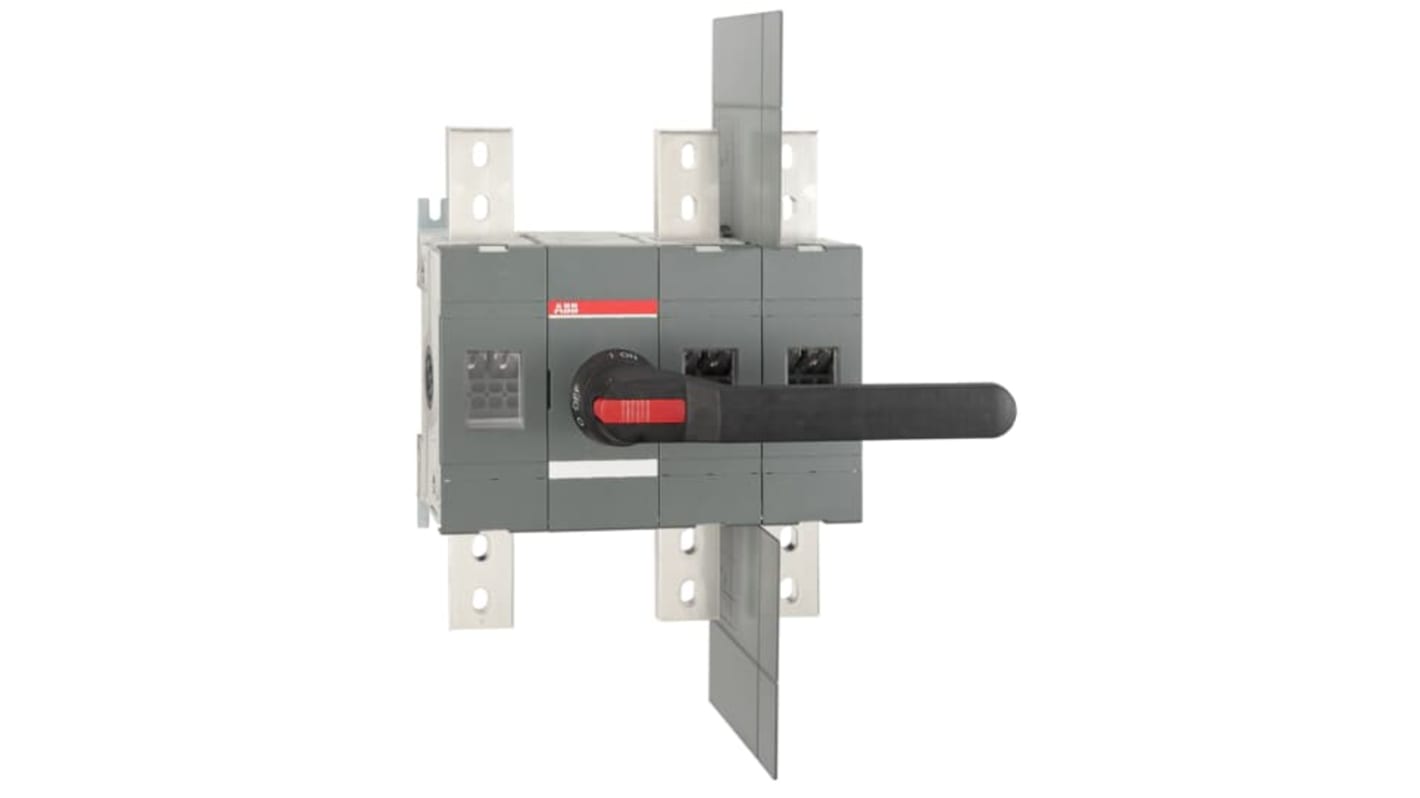Sezionatore interruttore integrato ABB, 3 poli, corrente massima 800A, grado di protezione IP65, montaggio su base.