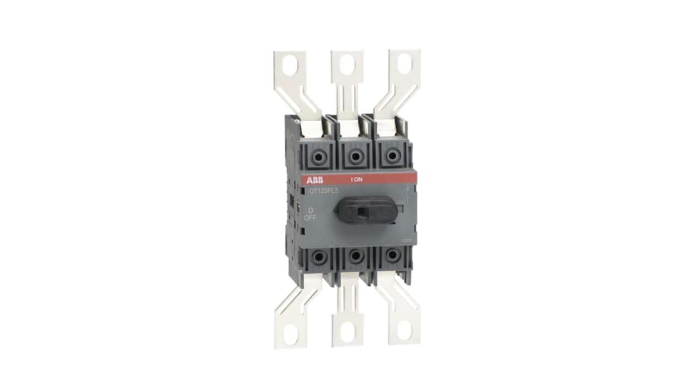 Sezionatore interruttore ABB 1SCA112372R1001, 3 poli, 125A, azionamento anteriore, montaggio su base, morsetti a vite.