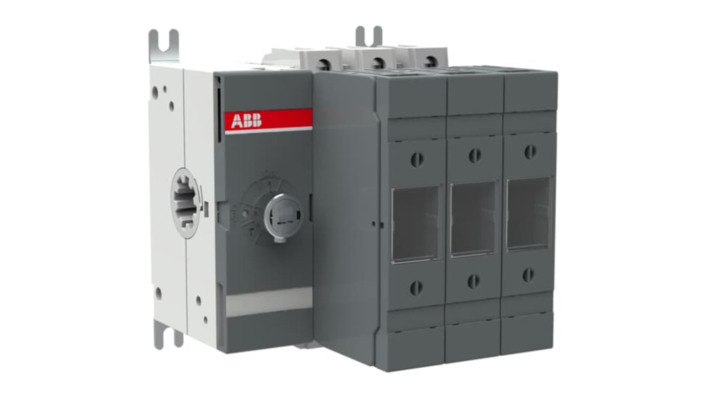 Sezionatore portafusibili ABB, 3 poli, 32A, montaggio su base, fusibile NH000, serie 1SCA11.