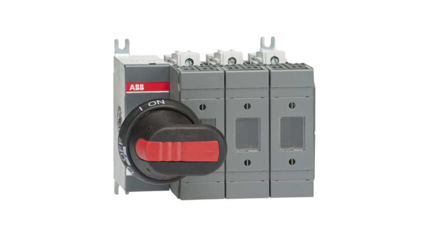 Sezionatore portafusibili ABB 1SCA115443R1001, 3 poli, corrente massima 63A, azionamento frontale, fusibile classe J.